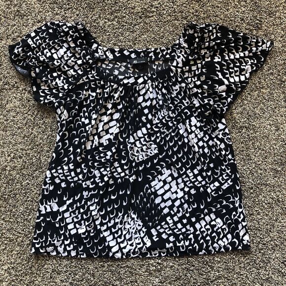 Women’s AB‎ Studio Extra Large Black And White Geometric Shapes Blouse - Picture 1 of 6